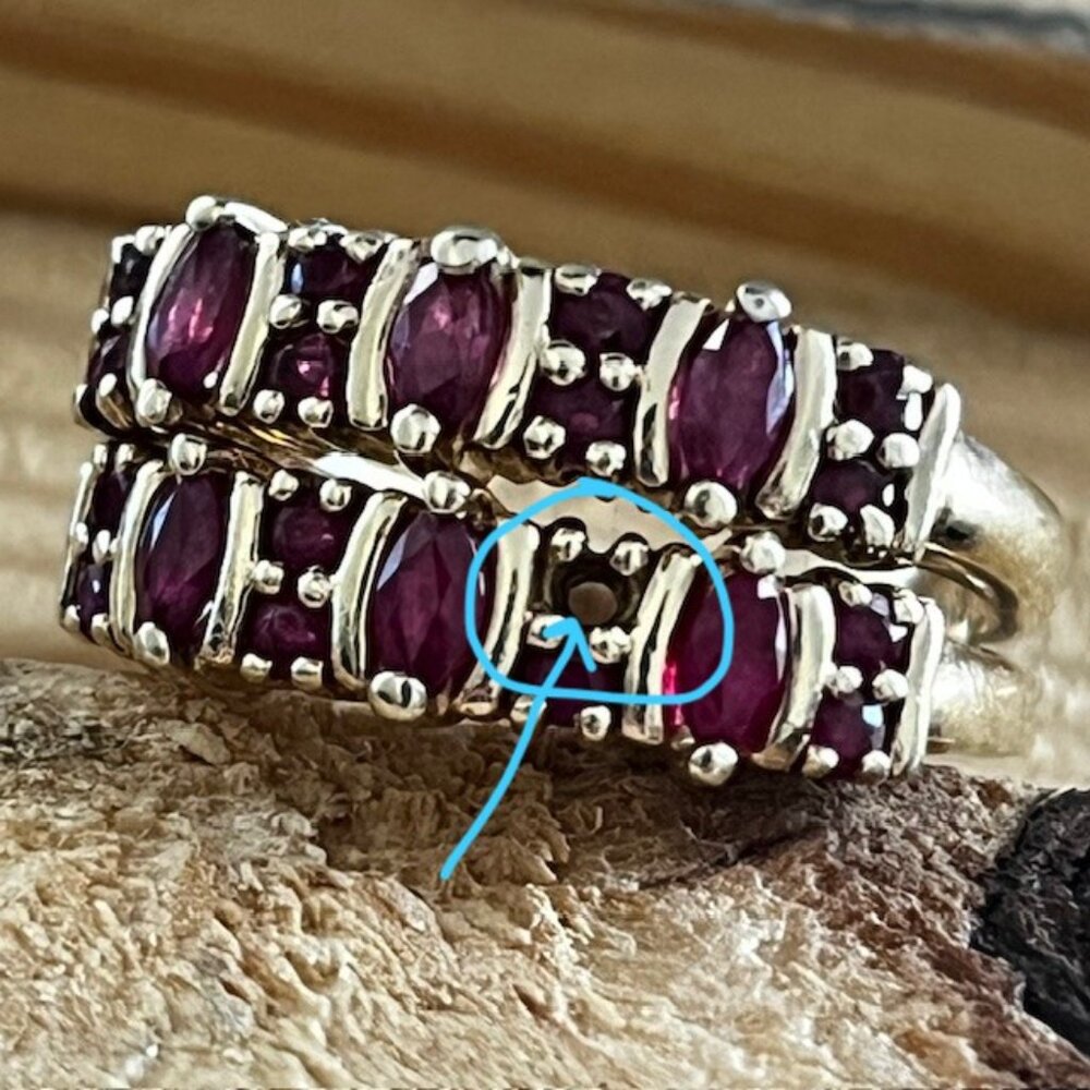 Vintage Ruby Ring 10K Yellow Gold Setting Double Band Size 7 - Picture 7 of 10